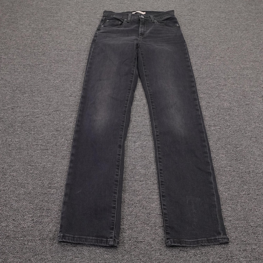 Levis 724 High Rise Straight Jeans Womens 26 Black Charcoal Premium Denim 26x30